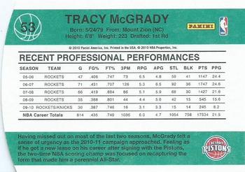 2010-11 Donruss - Die Cuts Emerald #53 Tracy McGrady Back