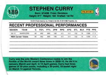 2010-11 Donruss - Die Cuts Emerald #189 Stephen Curry Back
