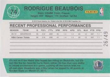 2010-11 Donruss - Die Cuts Sapphire #74 Rodrigue Beaubois Back