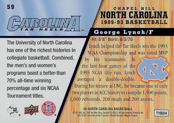 2010-11 Upper Deck North Carolina Tar Heels #59 George Lynch Back