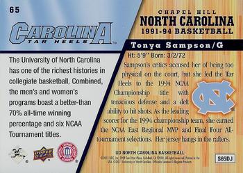 2010-11 Upper Deck North Carolina Tar Heels #65 Tonya Sampson Back