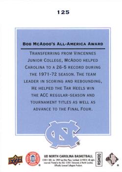 2010-11 Upper Deck North Carolina Tar Heels #125 Bob McAdoo's All-America Award Back