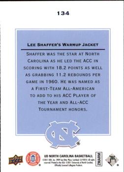 2010-11 Upper Deck North Carolina Tar Heels #134 Lee Shaffer's Warmup Jacket Back