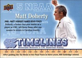 2010-11 Upper Deck North Carolina Tar Heels #160 Matt Doherty Front