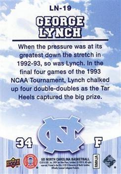 2010-11 Upper Deck North Carolina Tar Heels - Legendary Numbers 3D #LN19 George Lynch Back