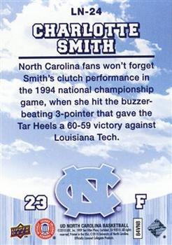 2010-11 Upper Deck North Carolina Tar Heels - Legendary Numbers 3D #LN24 Charlotte Smith Back