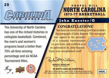 2010-11 Upper Deck North Carolina Tar Heels - Autographs #29 John Kuester Back