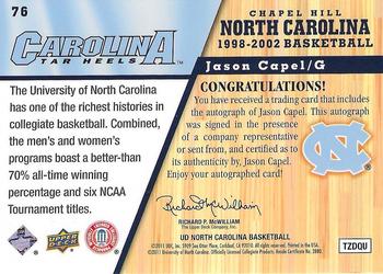 2010-11 Upper Deck North Carolina Tar Heels - Autographs #76 Jason Capel Back