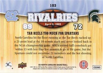 2010-11 Upper Deck North Carolina Tar Heels - Parallel SN50 #103 North Carolina Tar Heels / Michigan State Spartans Back