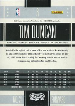 2010-11 Panini Classics #6 Tim Duncan Back