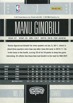 2010-11 Panini Classics #7 Manu Ginobili Back