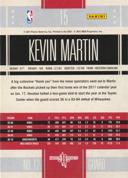 2010-11 Panini Classics #15 Kevin Martin Back