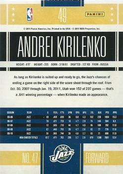 2010-11 Panini Classics #49 Andrei Kirilenko Back
