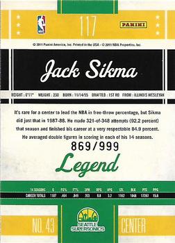 2010-11 Panini Classics #117 Jack Sikma Back