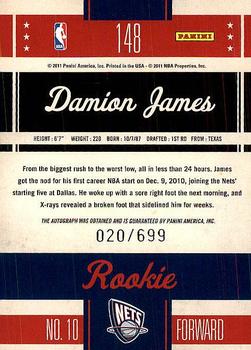 2010-11 Panini Classics #148 Damion James Back