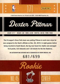 2010-11 Panini Classics #171 Dexter Pittman Back