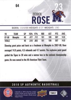 2010-11 SP Authentic #64 Derrick Rose Back