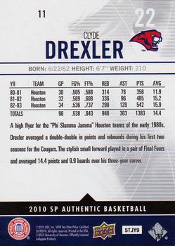 2010-11 SP Authentic #11 Clyde Drexler Back