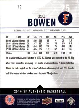 2010-11 SP Authentic #17 Bruce Bowen Back