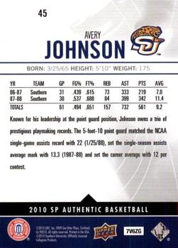 2010-11 SP Authentic #45 Avery Johnson Back