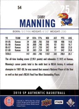 2010-11 SP Authentic #54 Danny Manning Back