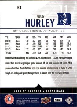 2010-11 SP Authentic #68 Bobby Hurley Back