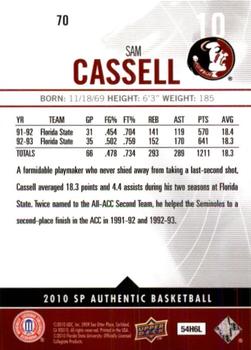 2010-11 SP Authentic #70 Sam Cassell Back