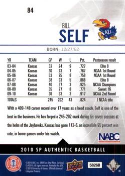 2010-11 SP Authentic #84 Bill Self Back