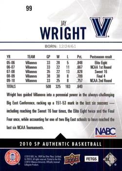 2010-11 SP Authentic #99 Jay Wright Back
