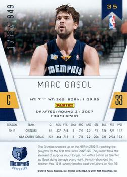 2010-11 Panini Totally Certified #35 Marc Gasol Back