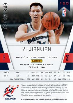 2010-11 Panini Totally Certified #150 Yi Jianlian Back