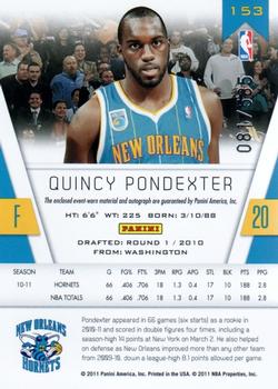 2010-11 Panini Totally Certified #153 Quincy Pondexter Back