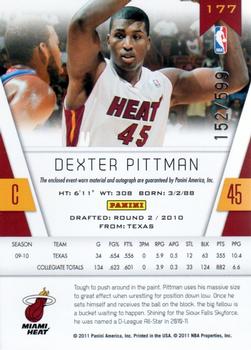 2010-11 Panini Totally Certified #177 Dexter Pittman Back
