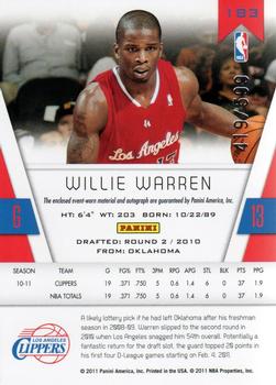 2010-11 Panini Totally Certified #183 Willie Warren Back