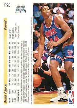 1992-93 Upper Deck McDonald's #P26 Derrick Coleman Back