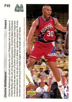 1992-93 Upper Deck McDonald's #P49 Clarence Weatherspoon Back
