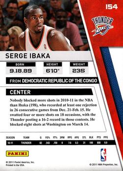 2010-11 Panini Season Update #154 Serge Ibaka Back