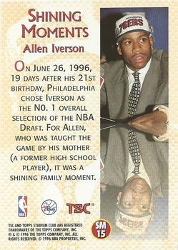 1996-97 Stadium Club - Shining Moments #SM15 Allen Iverson Back