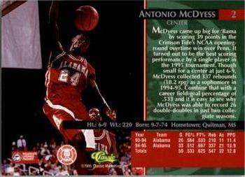 1995 Classic Rookies #2 Antonio McDyess Back