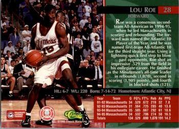 1995 Classic Rookies #28 Lou Roe Back