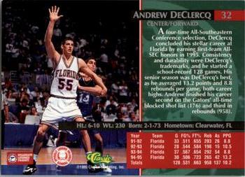 1995 Classic #32 Andrew DeClercq Back