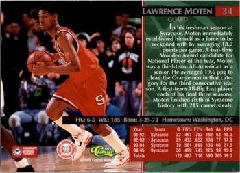 1995 Classic Rookies #34 Lawrence Moten Back