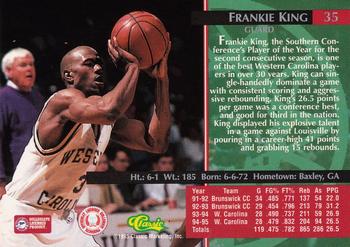 1995 Classic Rookies #35 Frankie King Back
