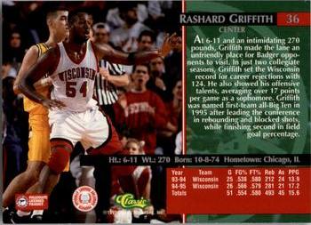 1995 Classic Rookies #36 Rashard Griffith Back