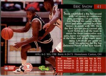1995 Classic Rookies #41 Eric Snow Back