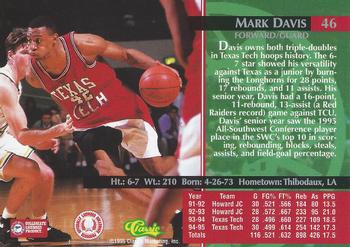 1995 Classic Rookies #46 Mark Davis Back