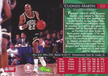 1995 Classic Rookies #53 Cuonzo Martin Back