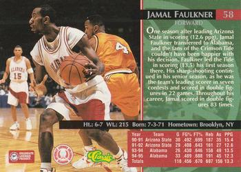 1995 Classic Rookies #58 Jamal Faulkner Back