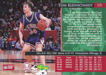 1995 Classic Rookies #59 Tom Kleinschmidt Back