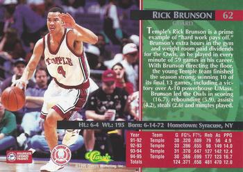 1995 Classic Rookies #62 Rick Brunson Back